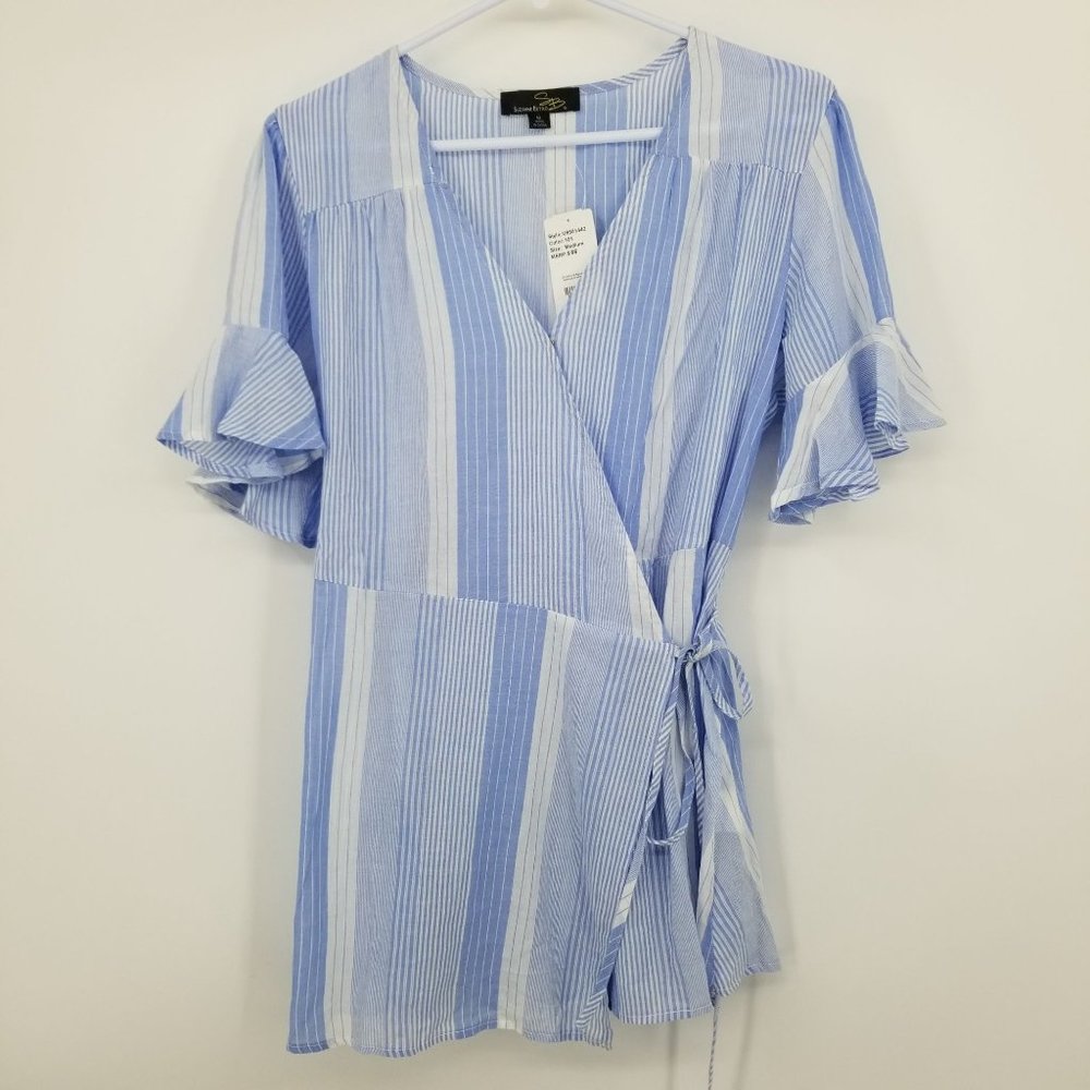NWT Suzanne Betro Women's Striped‎ Wrap Shirt Size Medium